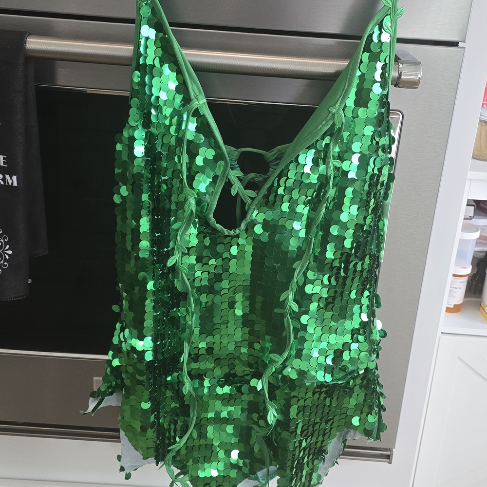 Tipsy Elves Shimmering Green Sequin Body suit